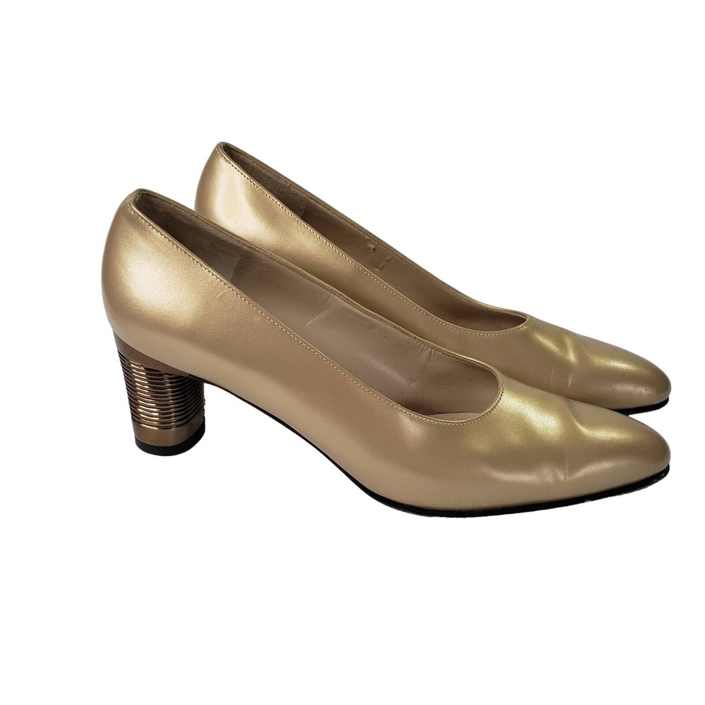 Salvatore Ferragamo Gold Leather Pumps